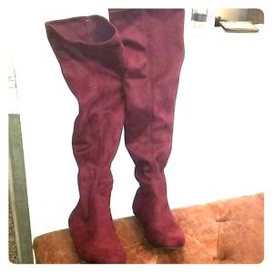 Soft Wine Knee High Boots